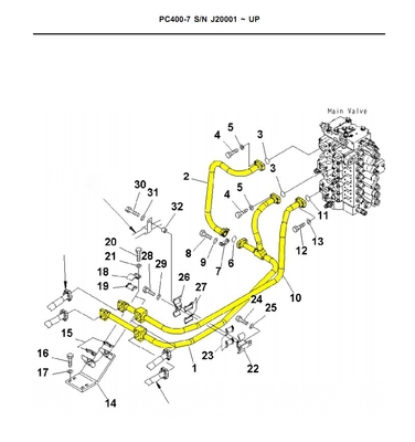 PC400 Excavator Pipelines Oil Cylinder Steel Pipe 208-62-71560 208-62-71570 208-62-71580