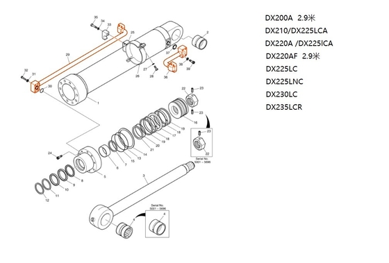 DX200A Cylinder Oil Pipe for Doosan Excavator Tube DOOSAN DX200A Recommended