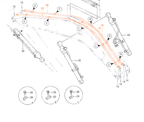 Excavator Spare Parts Top ZAX120 Cylinder Oil Pipe for Hitachi Tube
