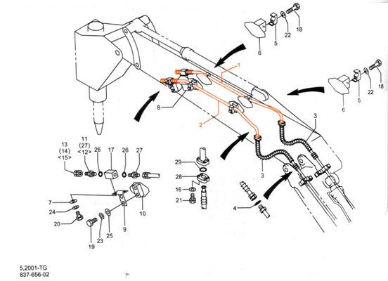 HD820 Excavator Hydraulic Oil Cylinder Steel Pipe Tubing Pipe Cylinder Pipeline for Repair