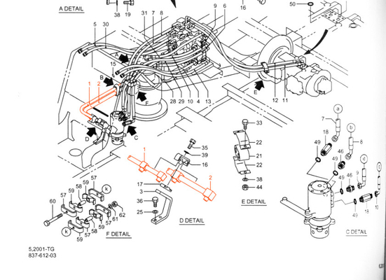 HD820 Excavator Hydraulic Oil Cylinder Steel Pipe Tubing Pipe Cylinder Pipeline for Repair