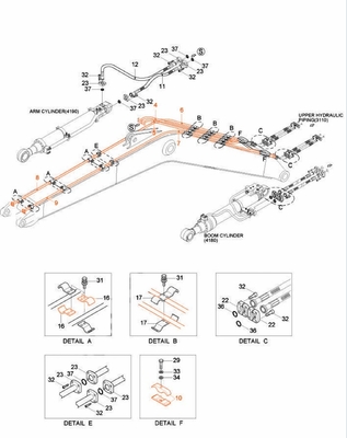 R210 R200 Hydraulic Cylinder Fixing Pipe Clamps for Excavators and Hard Tube Fixture