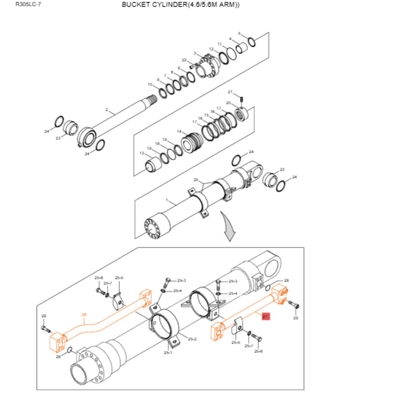 Steel Excavator Hydraulic Cylinder Pipe 31Y1-15535 31Y1-15695 For HYUNDAI R305