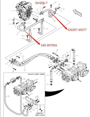 DH300LC-7 Hydraulic System Distributor Middle Arm Pipe for Excavator Iron Pipe Suitable