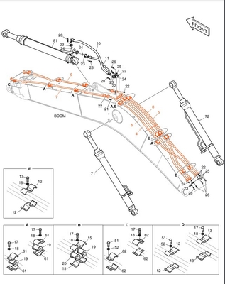 Hydraulic DX200A Excavator Bucket Pipe System For Machinery Repair Shops