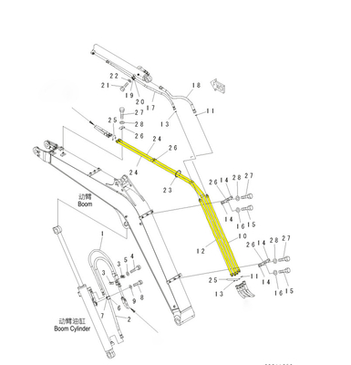 PC56 PC55MR-2 Excavator Iron Pipe for Hydraulic System Distributor and Bucket Pipe