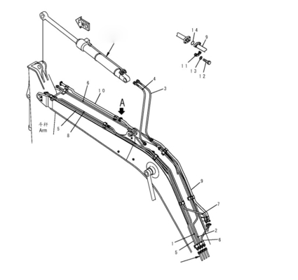 PC120 PC130 Hydraulic System Distributor Middle Arm Pipe for Excavator Iron Pipe