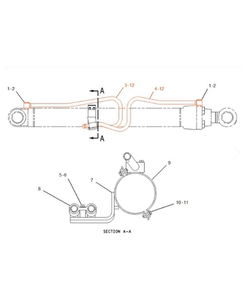 Steel Tube Caterpillar 336D Hydraulic Cylinder Pipe 204-8358 204-8359 for Boom Pipe