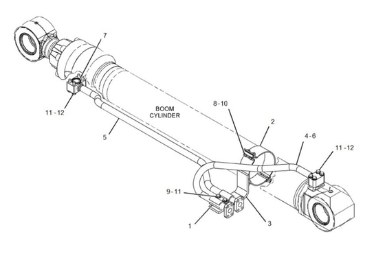 CAT349 Hydraulic Cylinder Pipeline With Excavator Band Kit And Cylinder Clamp