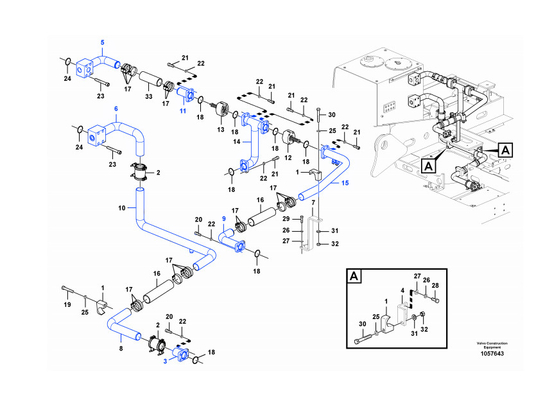 EC480 EC460 Excavator Spare Parts Hydraulic Cylinder Pipe For Distribution Valve Pipe